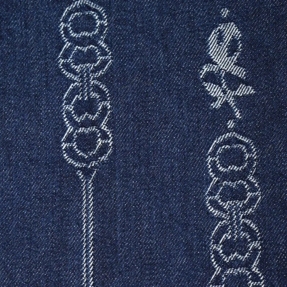 TORY BURCH Gemini Link Bloom Jacquard Denim Mini Pleated Skirt Size 6